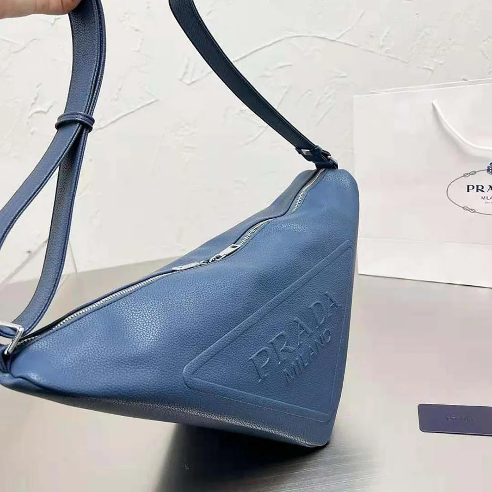 Prada Leather Prada Triangle Bag for Men in Navy Prada Leather Prada Triangle Bag for Men in Navy