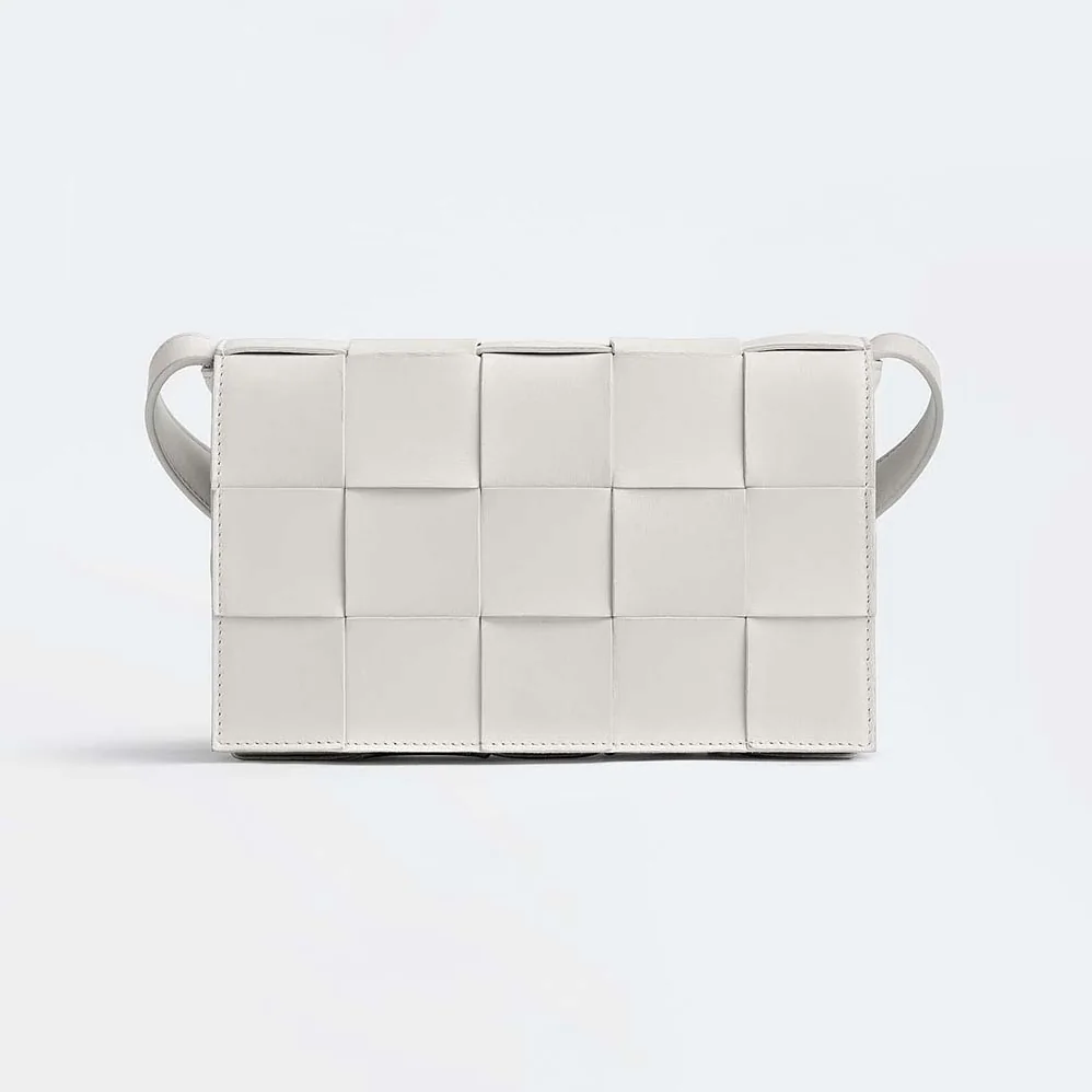 Bottega Veneta Cassette Intreccio Leather Cross-Body Bag for Women in White Bottega Veneta Cassette Intreccio Leather Cross-Body Bag for Women in White