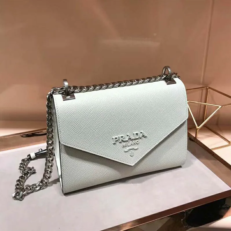 Prada Monochrome Saffiano Leather Bag in White Prada Monochrome Saffiano Leather Bag in White
