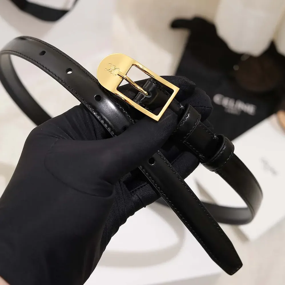 Celine Bc-25 18mm Belt In Taurillon Leather for Women in Black Celine Bc-25 18mm Belt In Taurillon Leather for Women in Black