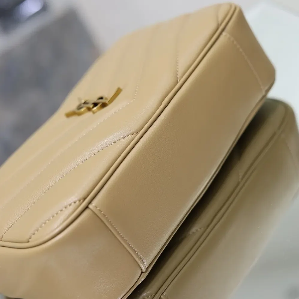 Saint Laurent YSL Loulou Camera Bag in Matelasse Lambskin for Women in Natural Tan
