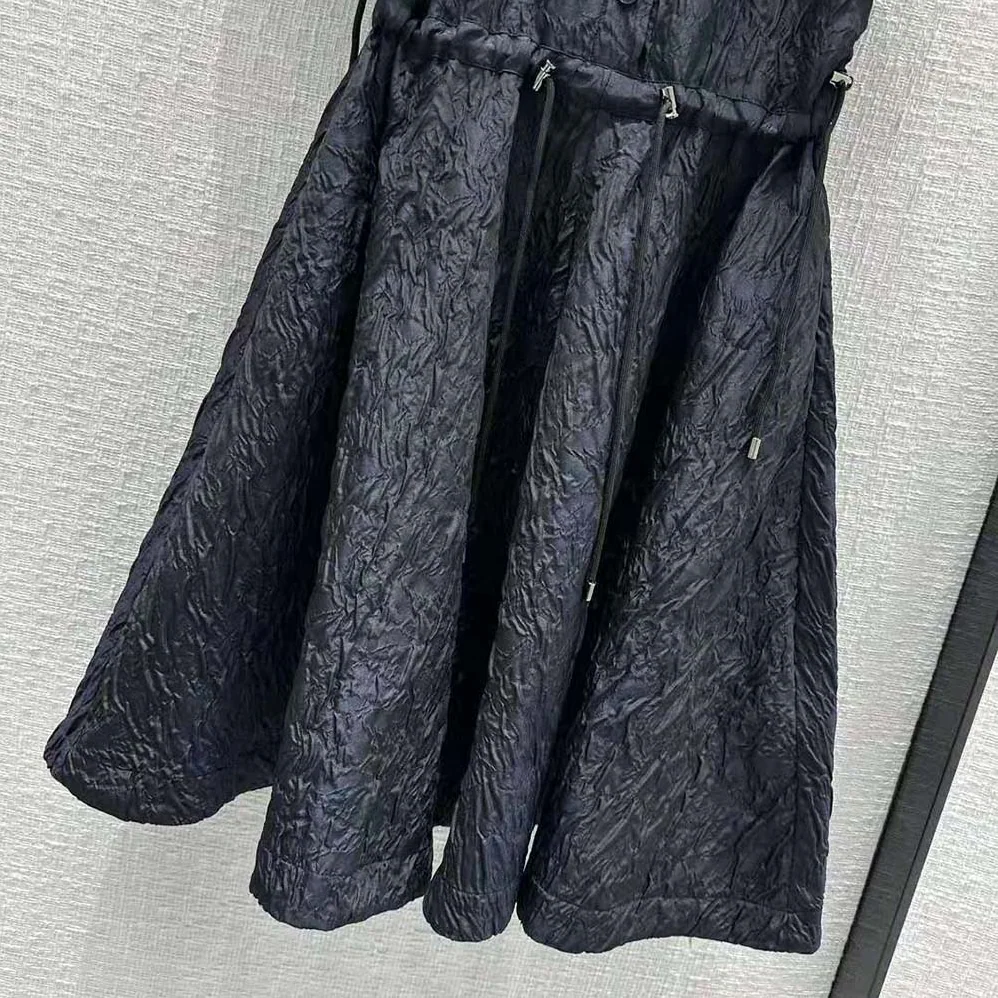 Dior Short Flared Dress Black Matte Cloqué for Women in Effect Technical Fabric Dior Short Flared Dress Black Matte Cloqué for Women in Effect Technical Fabric