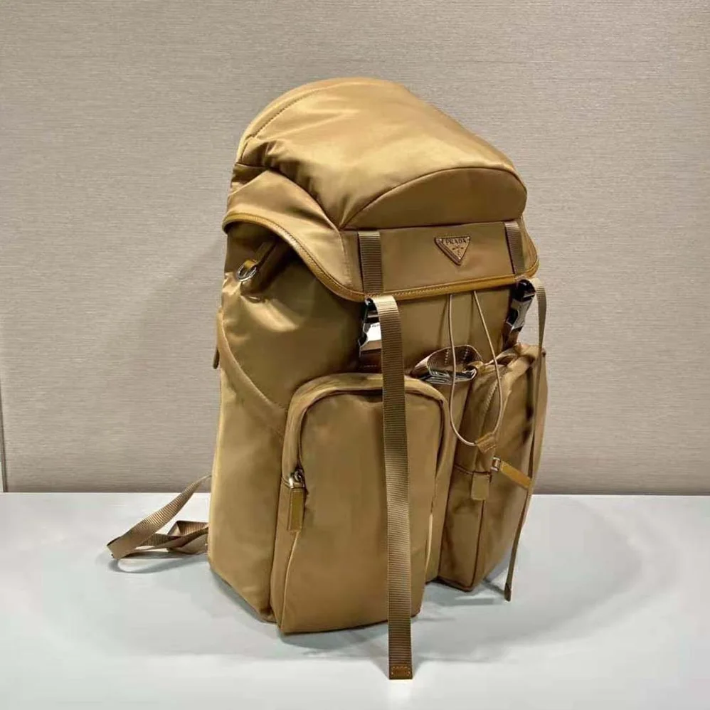 Prada Re-Nylon and Saffiano Leather Backpack for Women in Brown