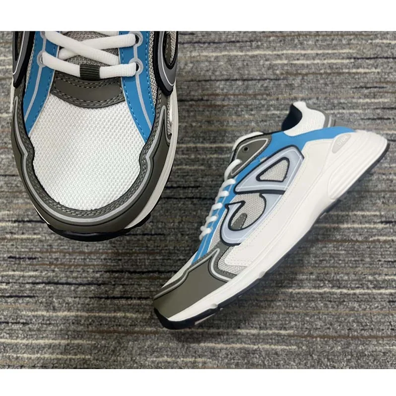 Dior CD Shoes B30 Low-Top Sneaker Light Blue Mesh Gray Blue Technical Fabric for Men
