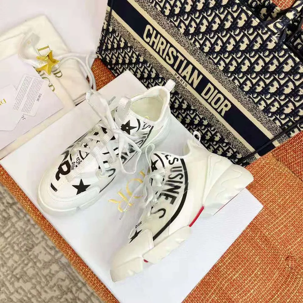 Dior D-Connect Sneaker White Technical Fabric with Dior Union Print for Women