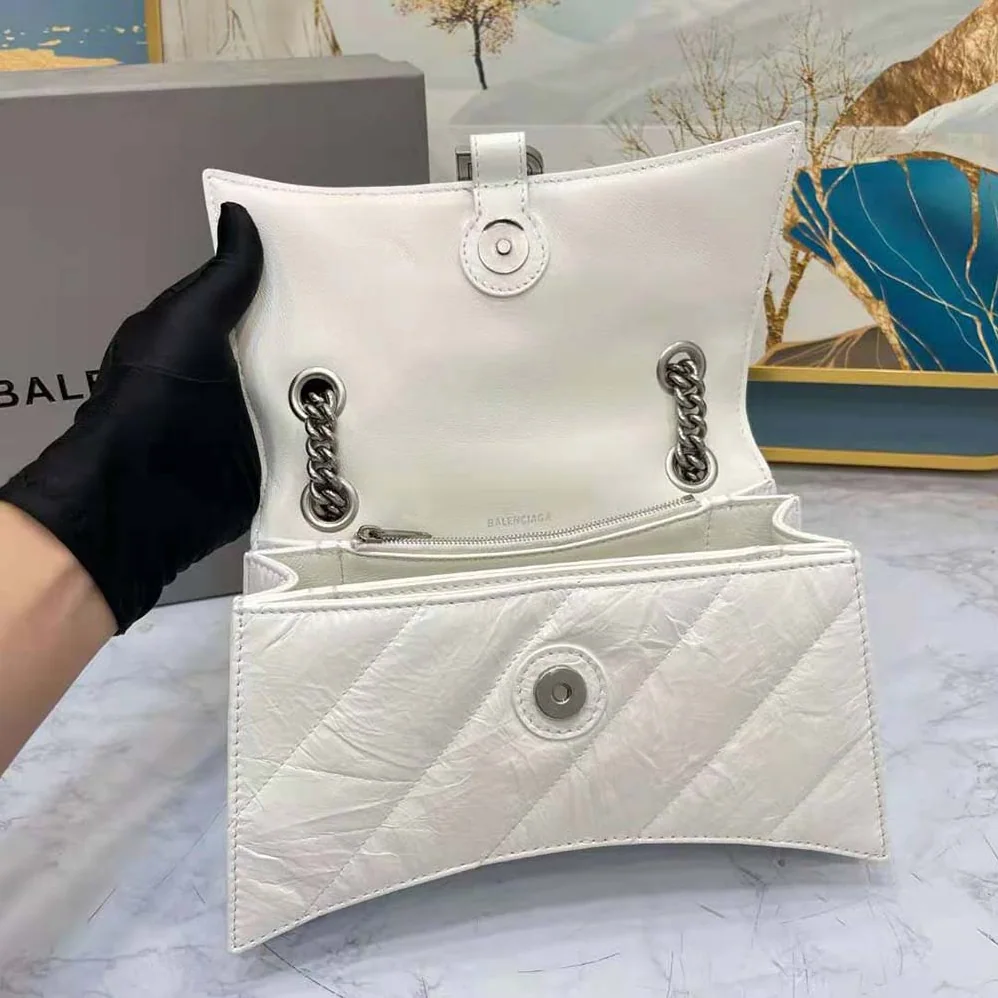 Balenciaga Crush Small Chain Bag Quilted in Optic White for Women Balenciaga Crush Small Chain Bag Quilted in Optic White for Women