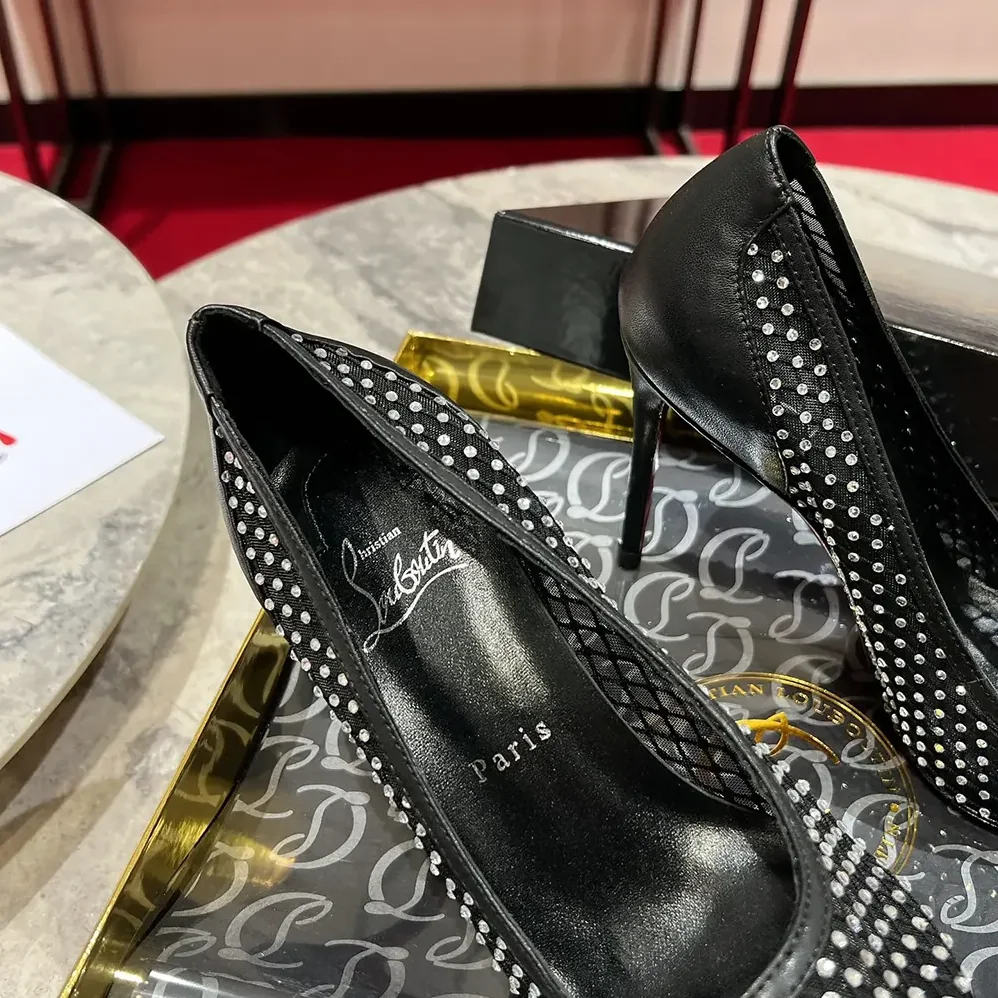 Christian Louboutin Apostropha Mesh Strass 80mm Pumps for Women in Black