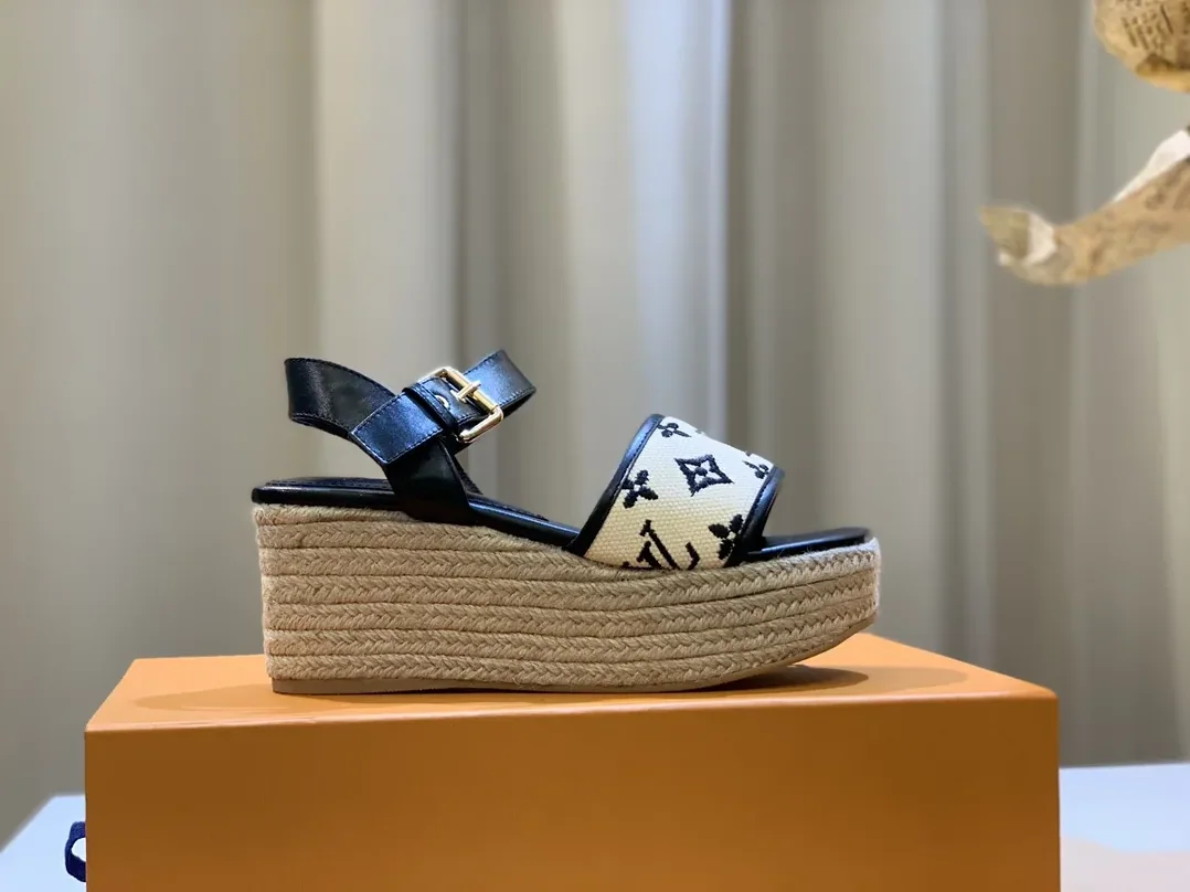Louis Vuitton Starboard Wedge Sandal Black 1ABT17