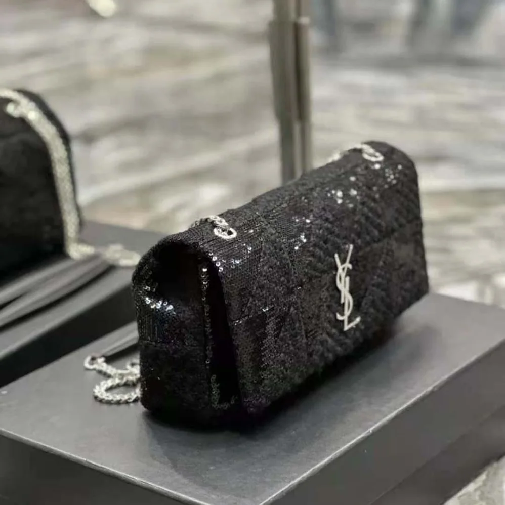 Saint Laurent YSL Jamie Medium Chain Bag “Carré Rive Gauche” in Sequins and Sequined Tweed for Women Saint Laurent YSL Jamie Medium Chain Bag “Carré Rive Gauche” in Sequins and Sequined Tweed for Women