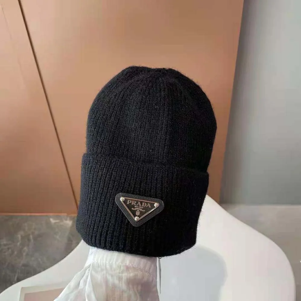Prada Wool and Cashmere Beanie for Women in Black Prada Wool and Cashmere Beanie for Women in Black