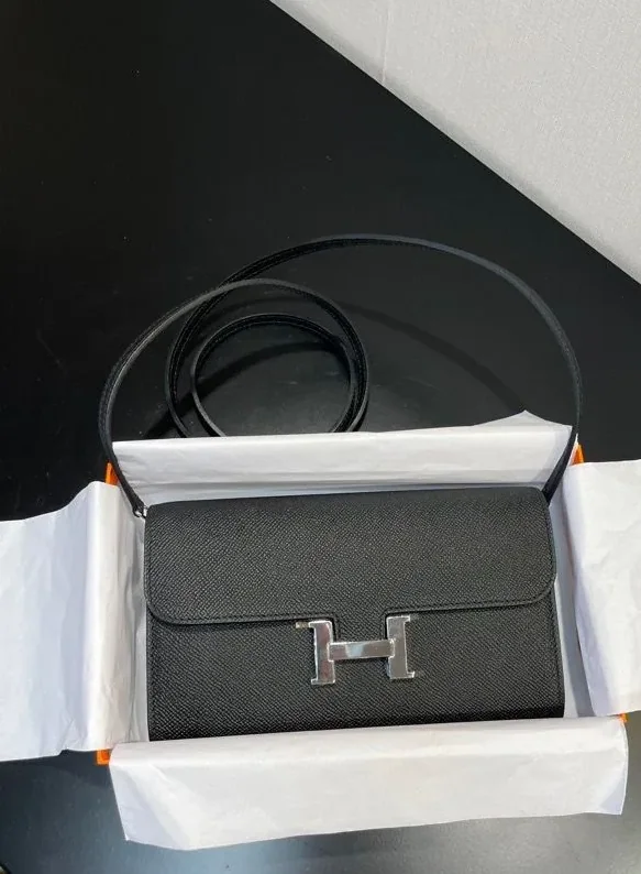 Hermes Constance Togo Long Wallet in Gold Toned Hardware Black Hermes Constance Togo Long Wallet in Gold Toned Hardware Black