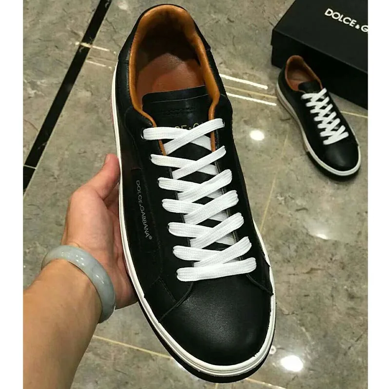 Dolce Gabbana D&G Shoes Roma Sneakers in Nappa Calfskin for Men in Black