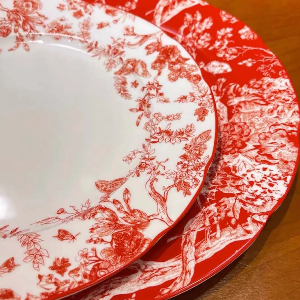 Dior Decorative Plate Red Toile de Jouy Hydrangea for Unisex Dior Decorative Plate Red Toile de Jouy Hydrangea for Unisex