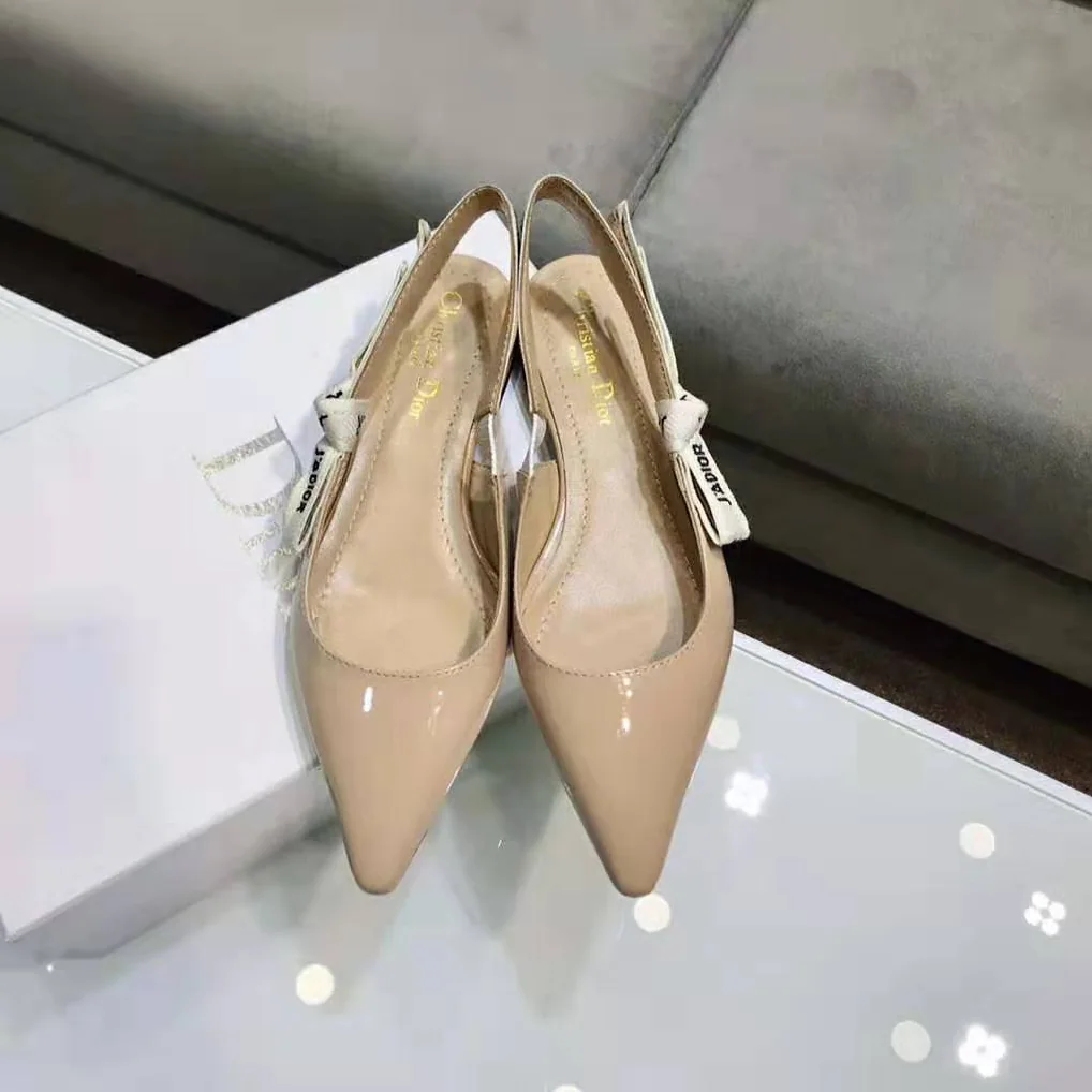 Dior J'adior Patent Calfskin Ballet Pump in 1cm Heel for Women in Sandy