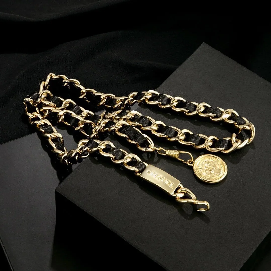 Chanel Iconic Chain Link With Black Leather And Coin Charm