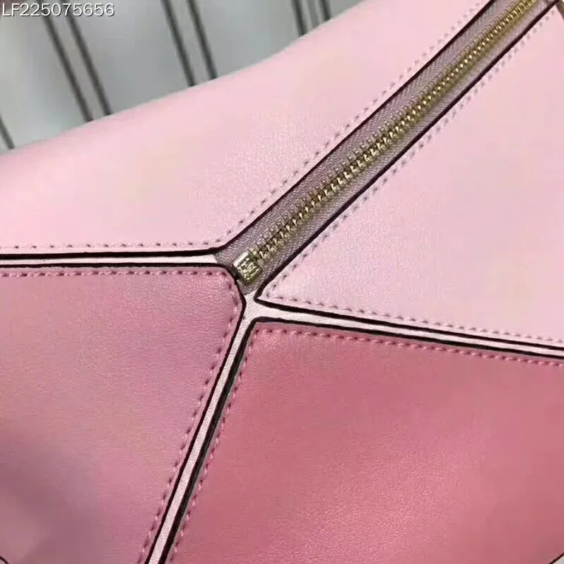 Loewe Puzzle Multi-color Bag with Strap Handle in Calfskin in Pink