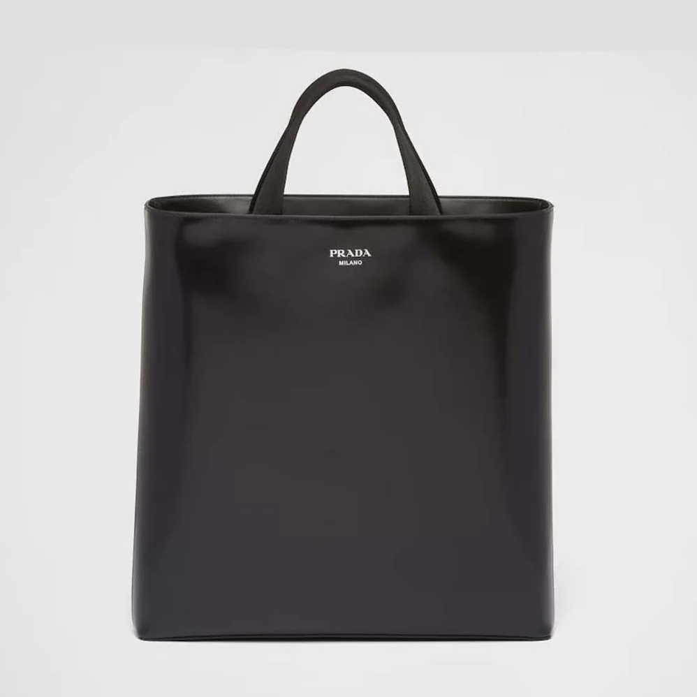 Prada Brushed Leather Tote with Water Bottle for Men Prada Brushed Leather Tote with Water Bottle for Men