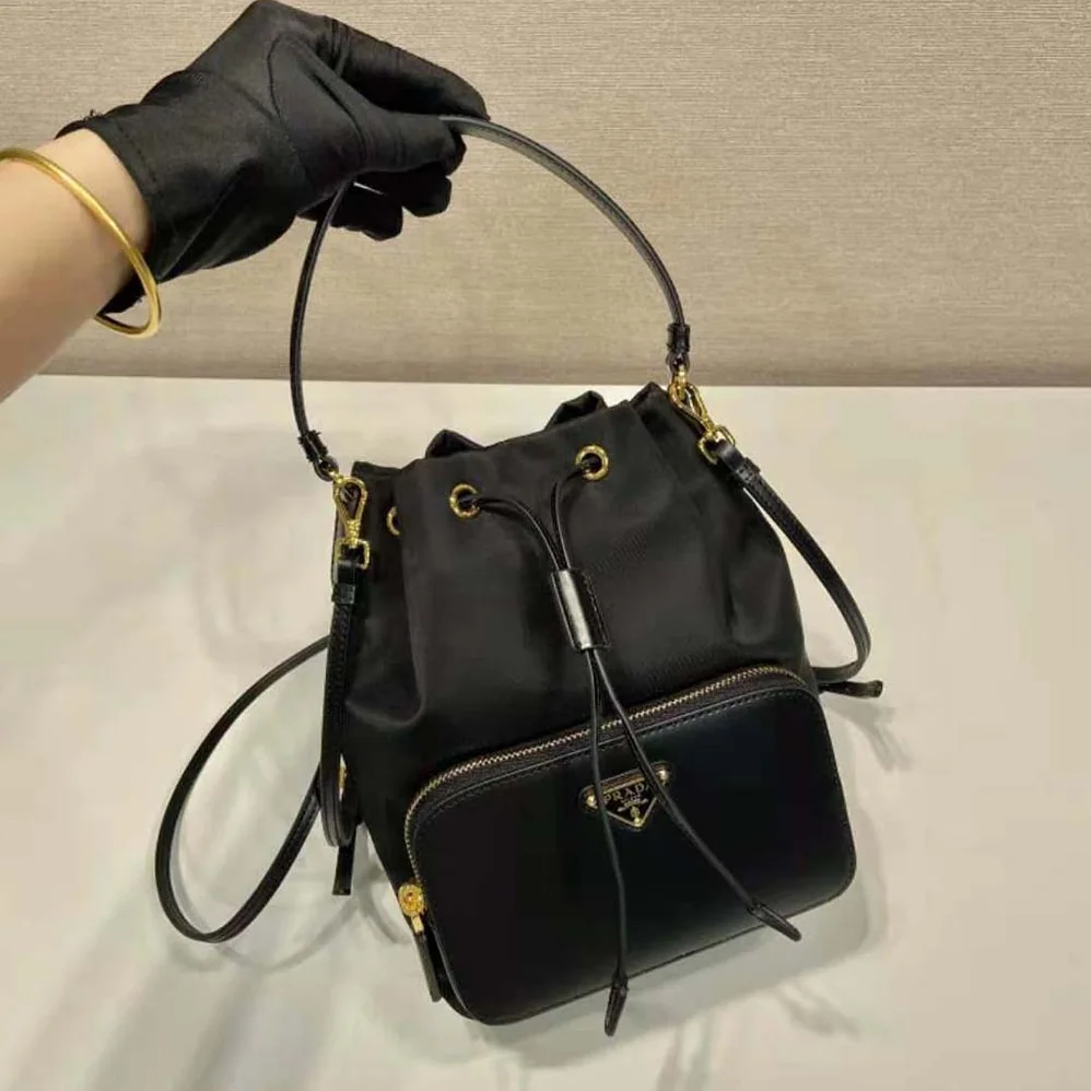 Prada Re-Nylon and Brushed Leather Bag for Women in Black