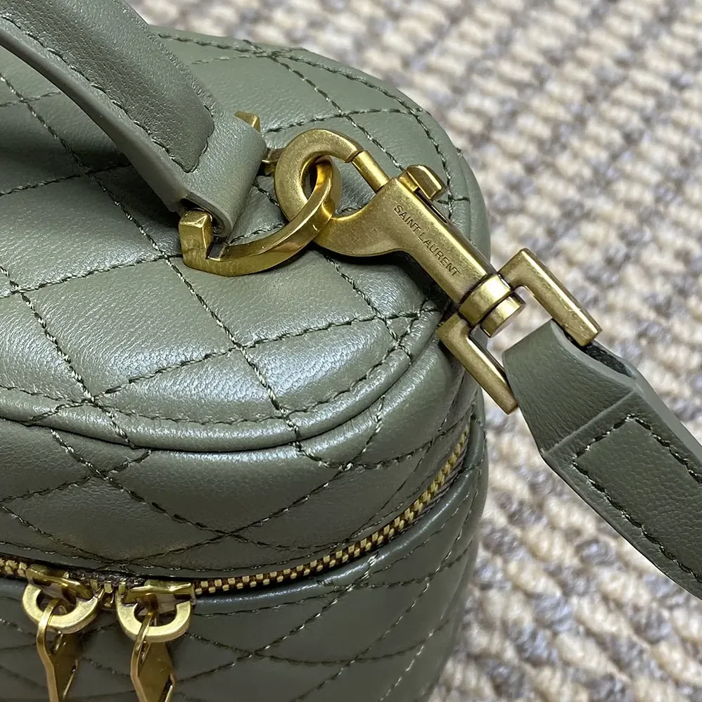 Saint Laurent YSL Gaby Vanity Bag In Lambskin for Women in Green Saint Laurent YSL Gaby Vanity Bag In Lambskin for Women in Green