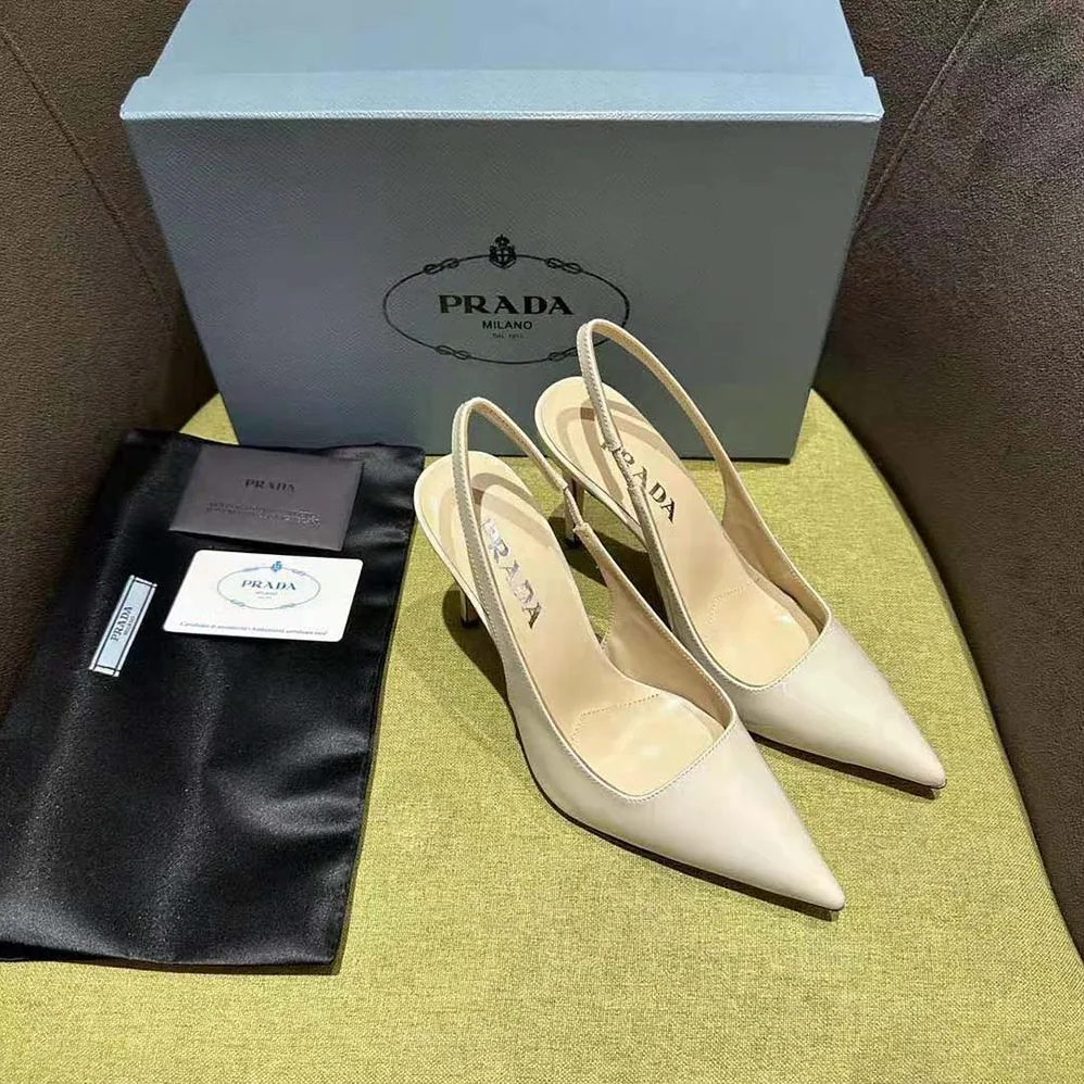 Prada Patent Leather Slingbacks for Women in White