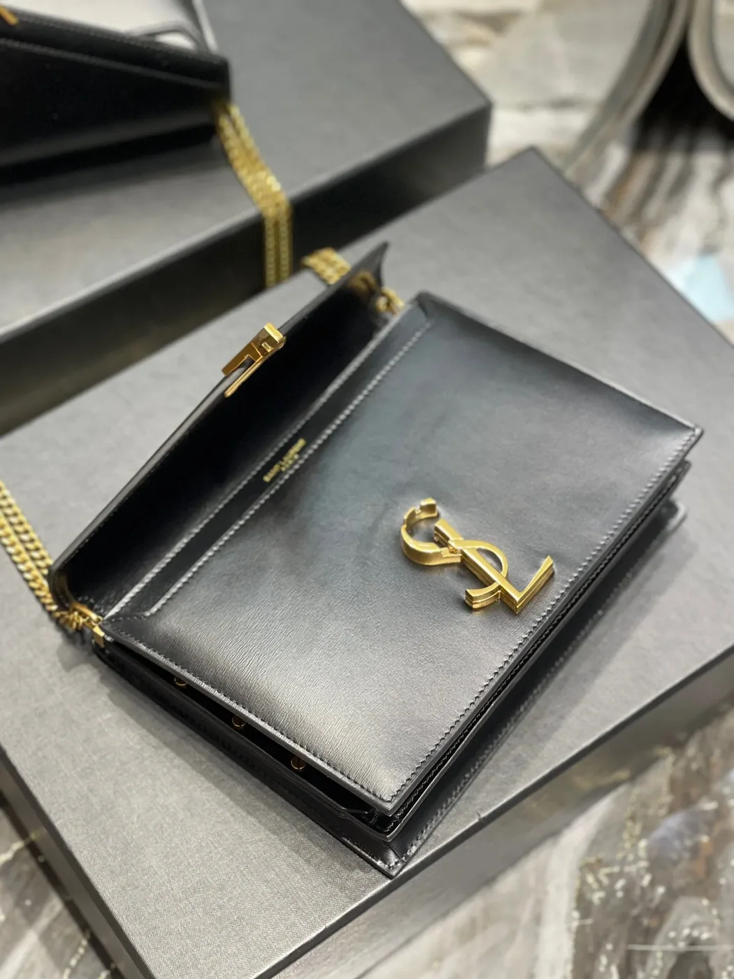 Saint Laurent Cassandra Medium Shoulder Bag in Black Gold Hardware Saint Laurent Cassandra Medium Shoulder Bag in Black Gold Hardware