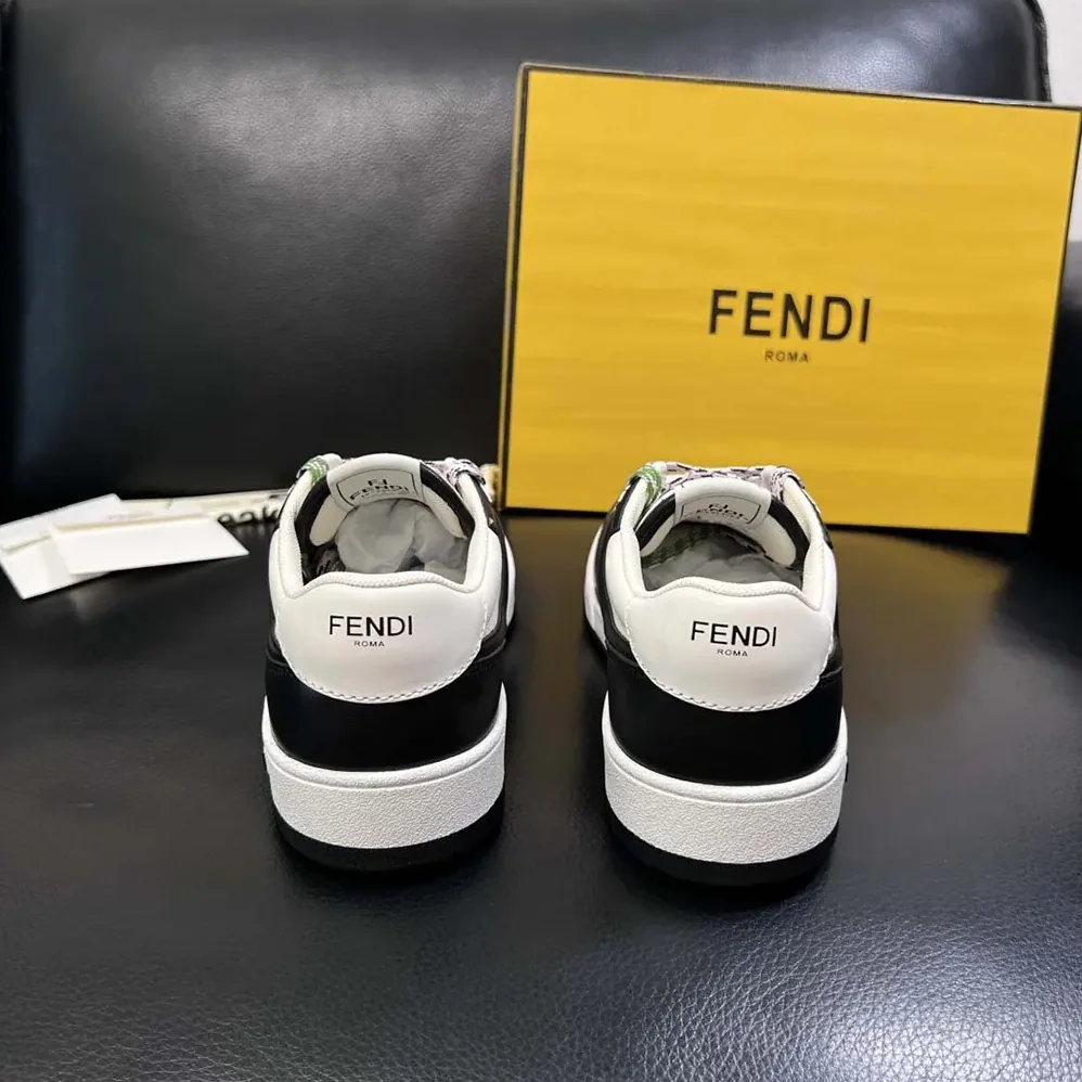 Fendi Match Black and White Leather Low for Unisex in tops