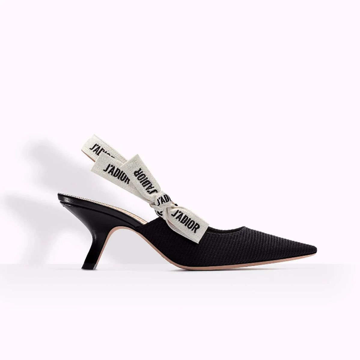 Dior Slingback Black Technical Fabric J'Adior Ribbon 6.5 CM Shoes Black for Women