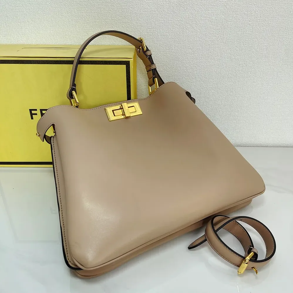Fendi Peekaboo Soft Medium Dove Gray Leather Bag for Women