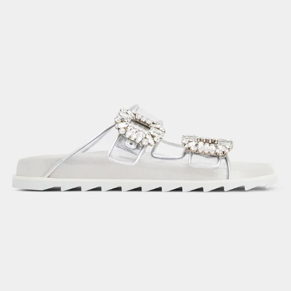 Roger Vivier Slidy Viv' Strass Buckle Mules in PVC for Women Roger Vivier Slidy Viv' Strass Buckle Mules in PVC for Women