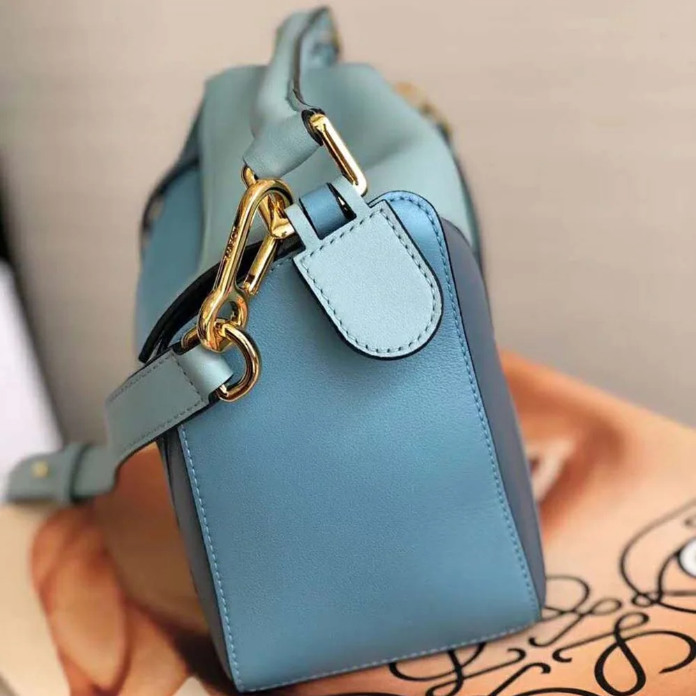 Loewe Puzzle Small Bag in Classic Calf Leather for Women in Blue