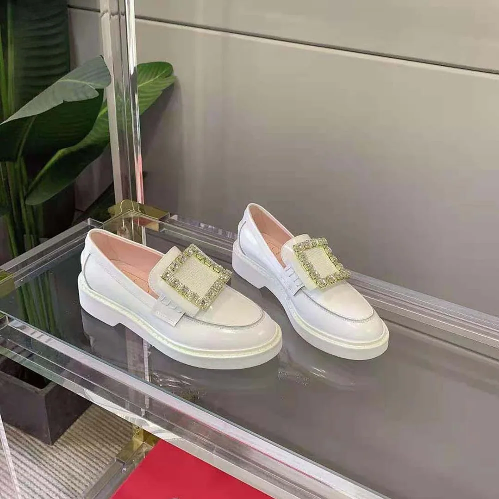 Roger Vivier Viv' Rangers Strass Buckle Loafers in Leather for Women Roger Vivier Viv' Rangers Strass Buckle Loafers in Leather for Women