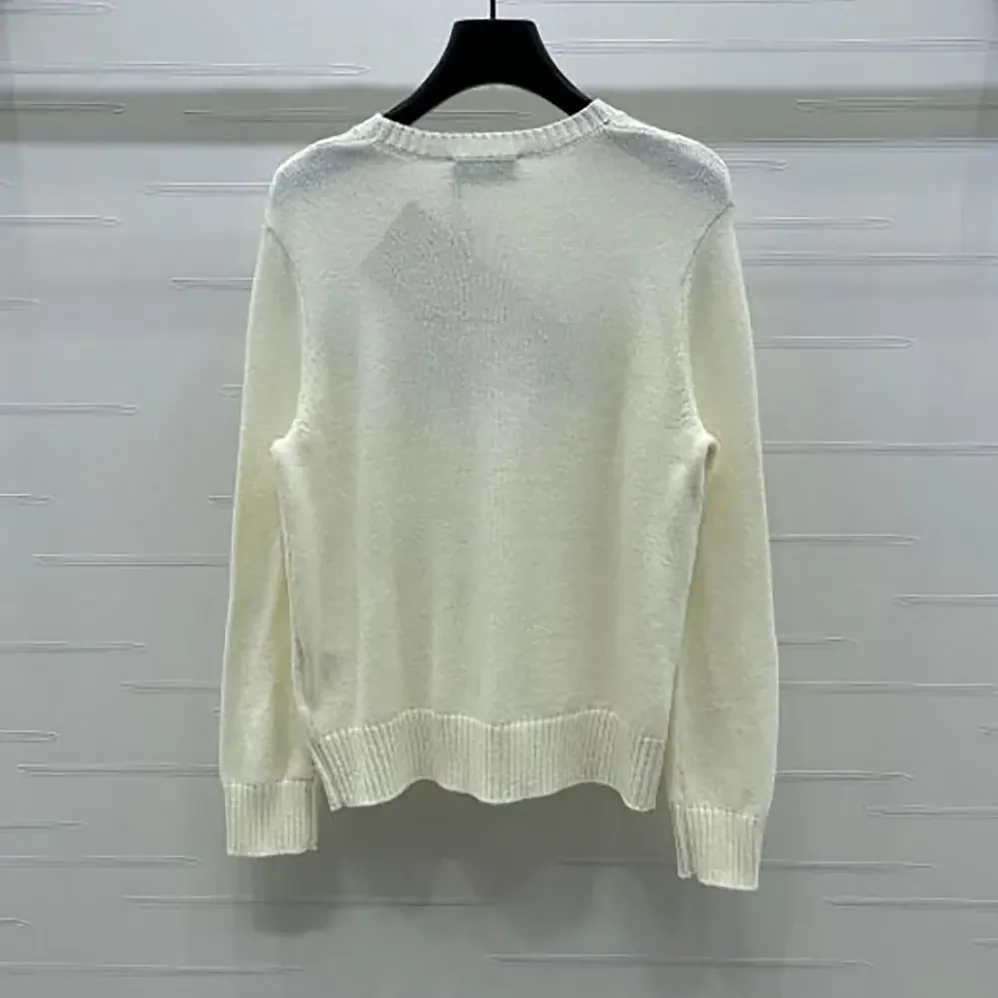 Miu Miu Double Cashmere Sweater with Logo for Women in White