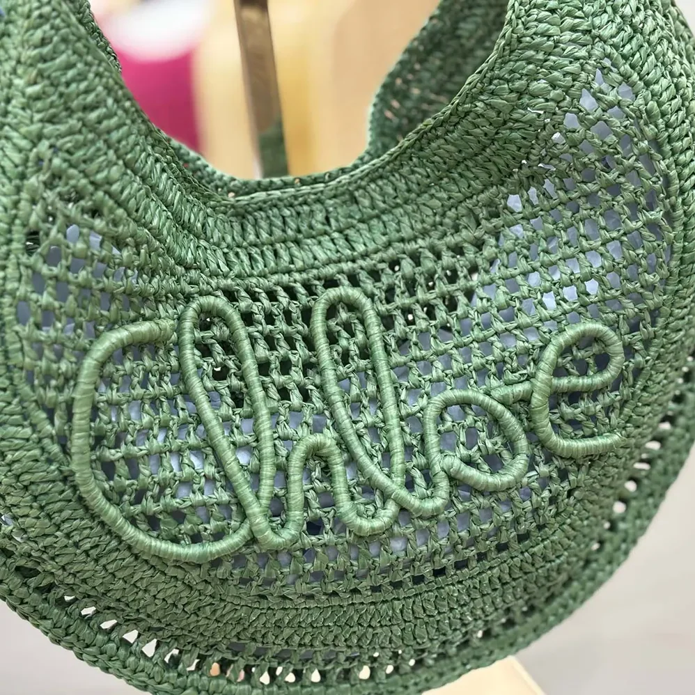 Chloe Summer Banana Hobo Bag In Raffia for Women in Green