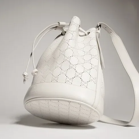 Gucci Venice Small Bucket Bag in White Palladium Hardware Gucci Venice Small Bucket Bag in White Palladium Hardware
