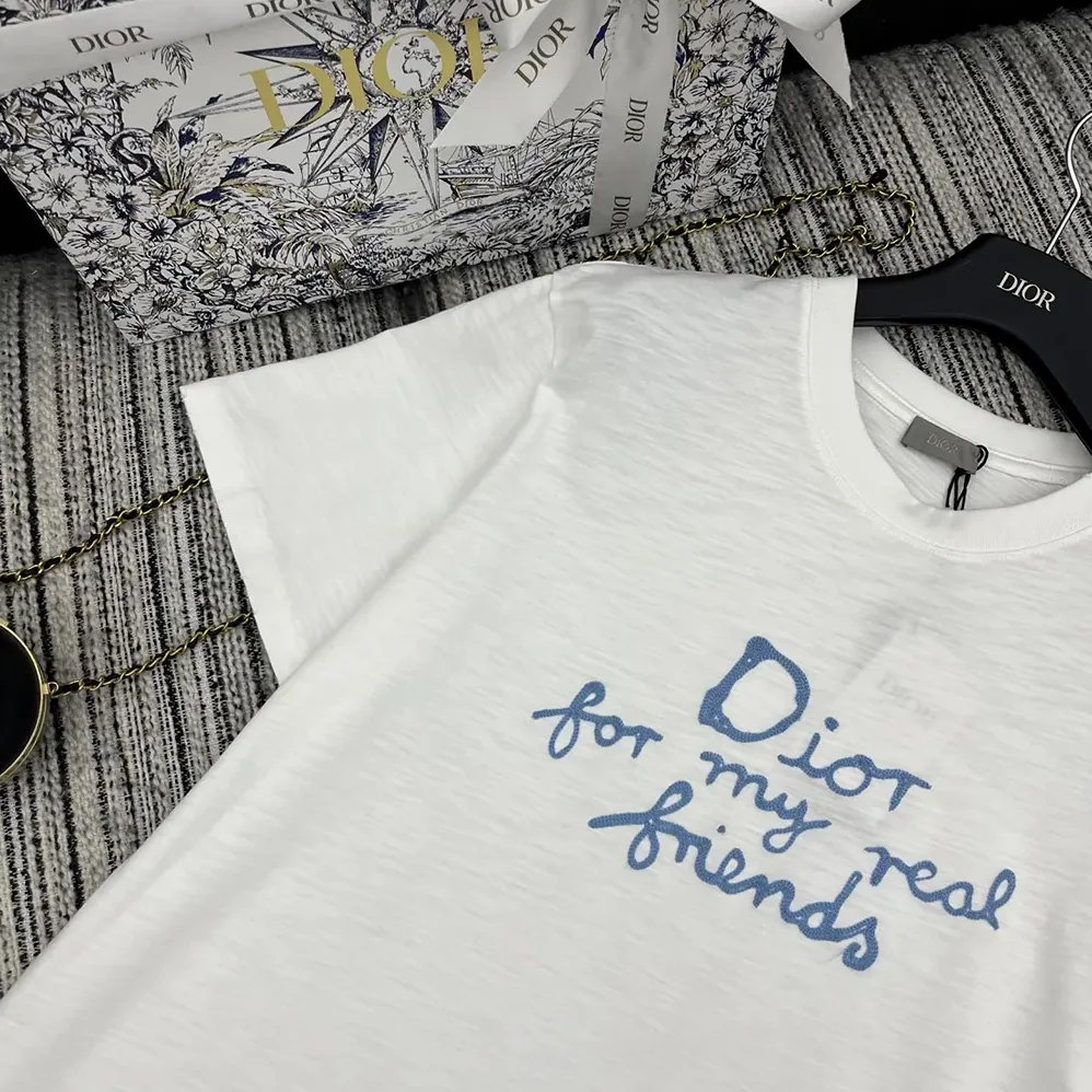 Dior DIOR AND HYLTON NEL T-Shirt Relaxed Fit White Cotton Jersey for Women
