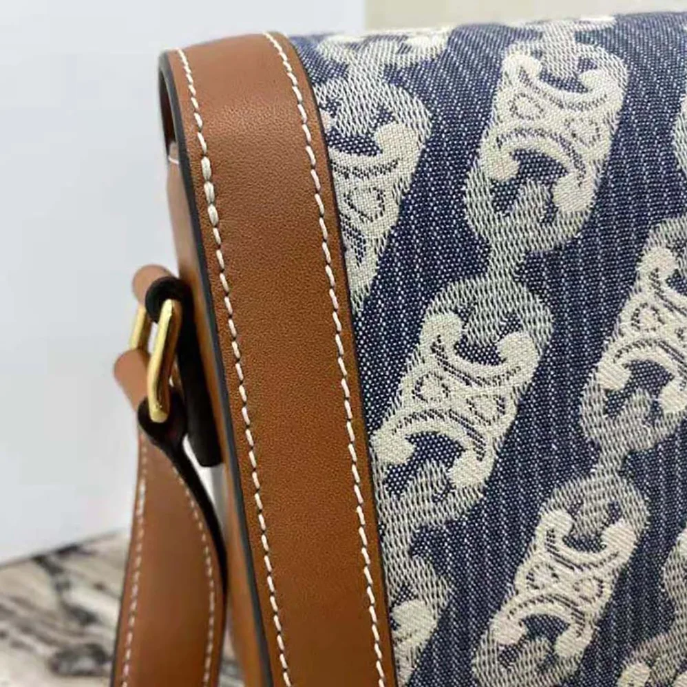 Celine Medium Triomphe Bag in Chaine Triomphe Jacquard and Natural Calfskin for Women Celine Medium Triomphe Bag in Chaine Triomphe Jacquard and Natural Calfskin for Women