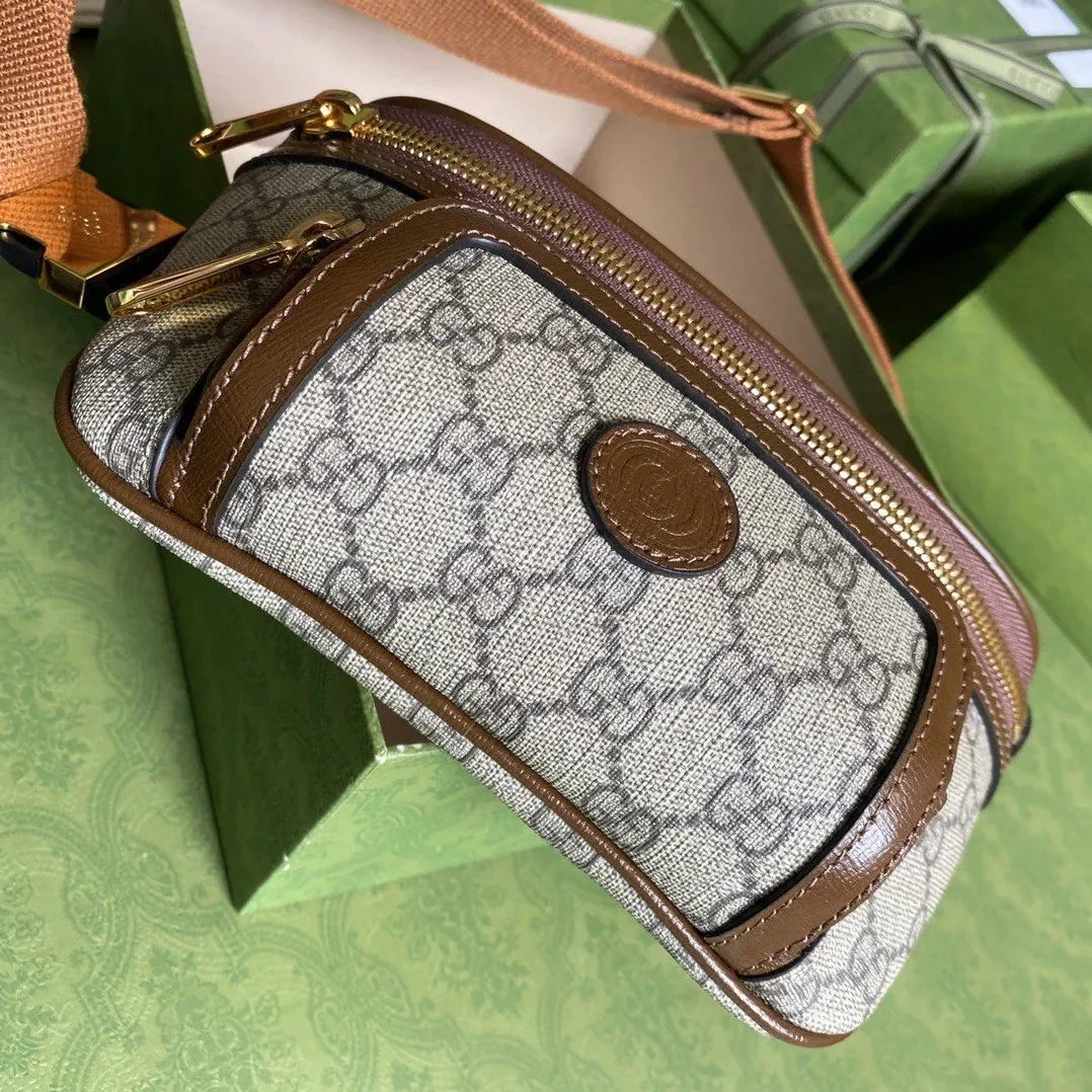 Gucci Belt Bag With Interlocking G Beige And Ebony GG Supreme Canvas /