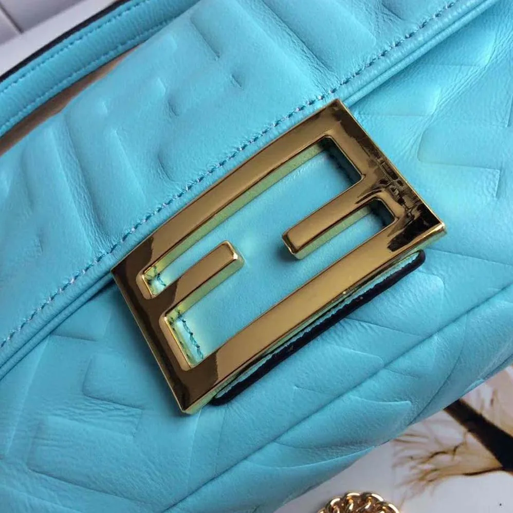 Fendi Iconic Baguette Leather Bag in Mini Size for Women in Aqua Fendi Iconic Baguette Leather Bag in Mini Size for Women in Aqua