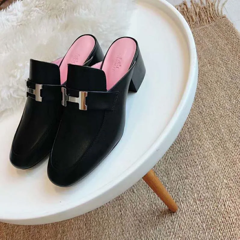 Hermes Shoes Paradis Mule 40mm Heel for Women in Black