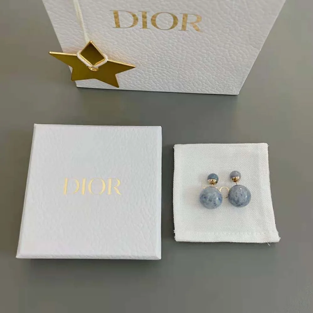 Dior Tribales Earrings Gold-Finish Metal and Blue Stone for Women