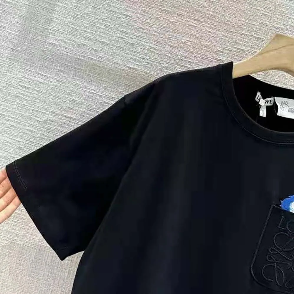 Loewe Calcifer Pocket T-Shirt in Cotton for Women in Black