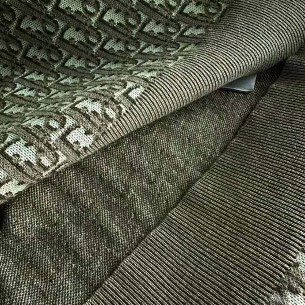 Dior Oblique Polo Shirt Khaki Cotton Jacquard for Men