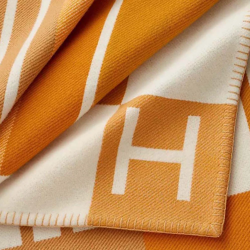 Hermes Avalon Vibration Throw Blanket for Unisex in Orange Hermes Avalon Vibration Throw Blanket for Unisex in Orange