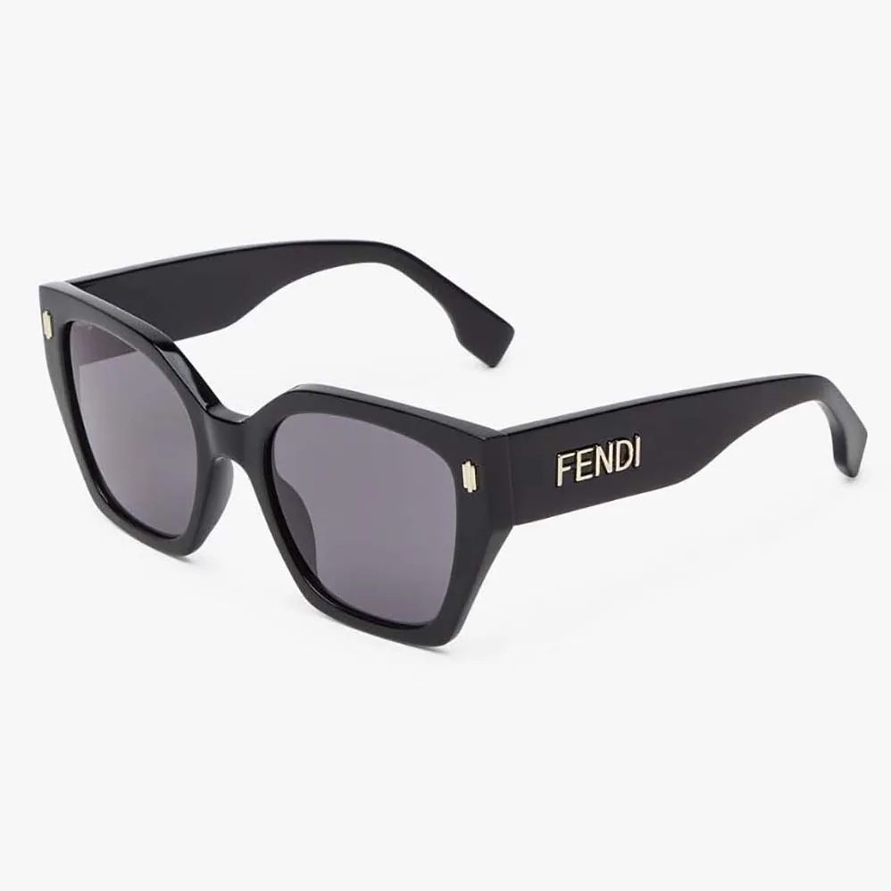 Fendi Fendi Bold Low Bridge Fit Black Acetate Sunglasses for Unisex Fendi Fendi Bold Low Bridge Fit Black Acetate Sunglasses for Unisex