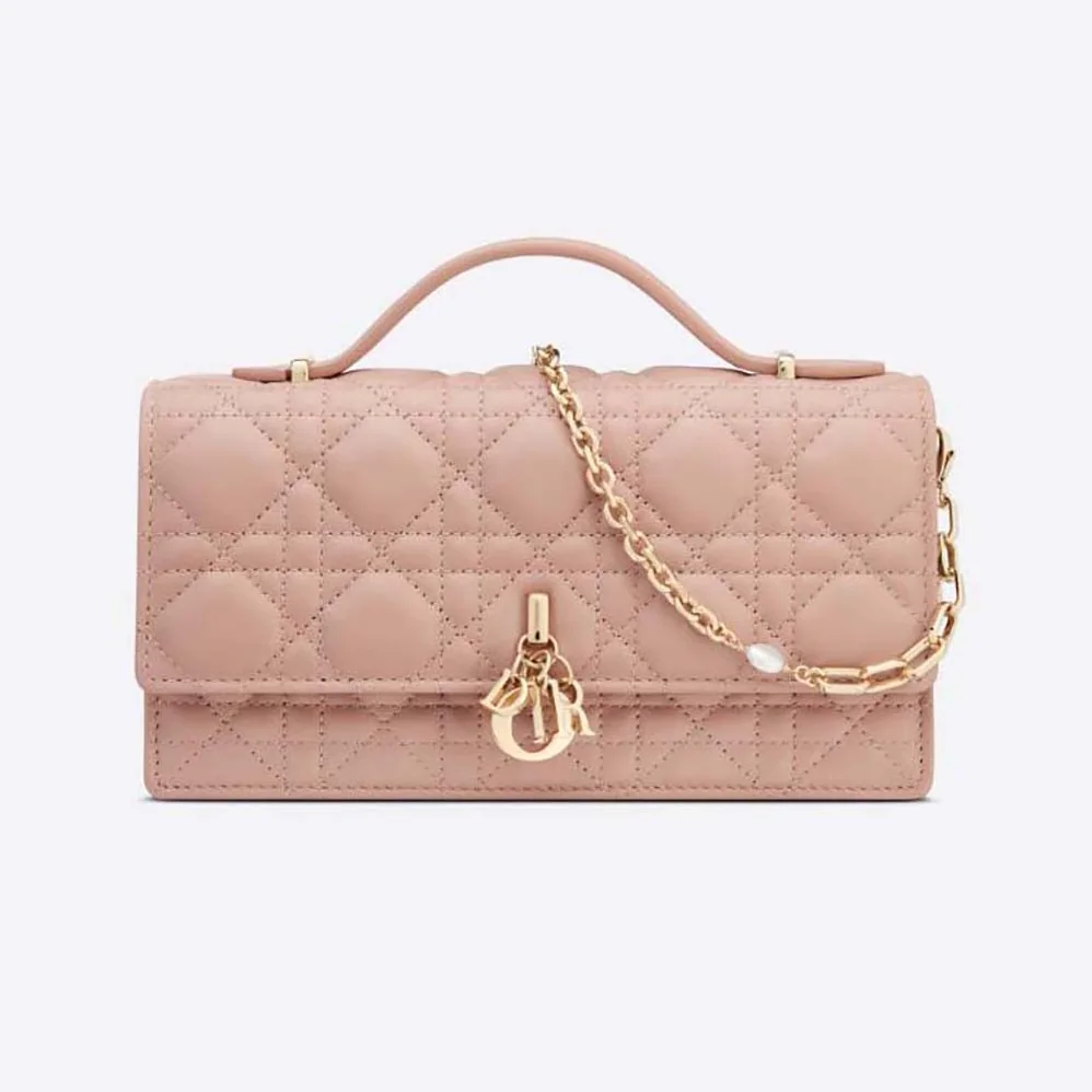 Dior Lady Dior Top Handle Clutch Rose Des Vents Cannage Lambskin for Women Dior Lady Dior Top Handle Clutch Rose Des Vents Cannage Lambskin for Women