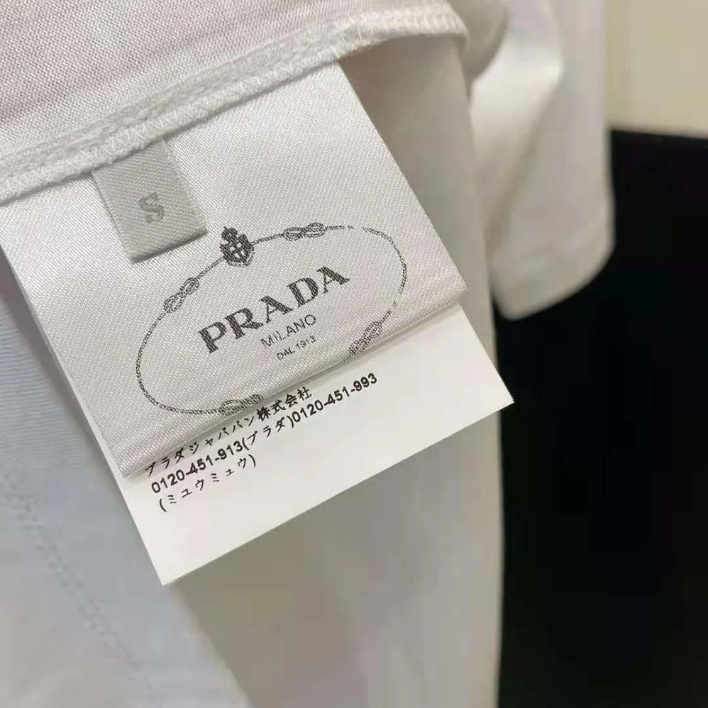 Prada Embroidered Jersey T-shirt for Men in White