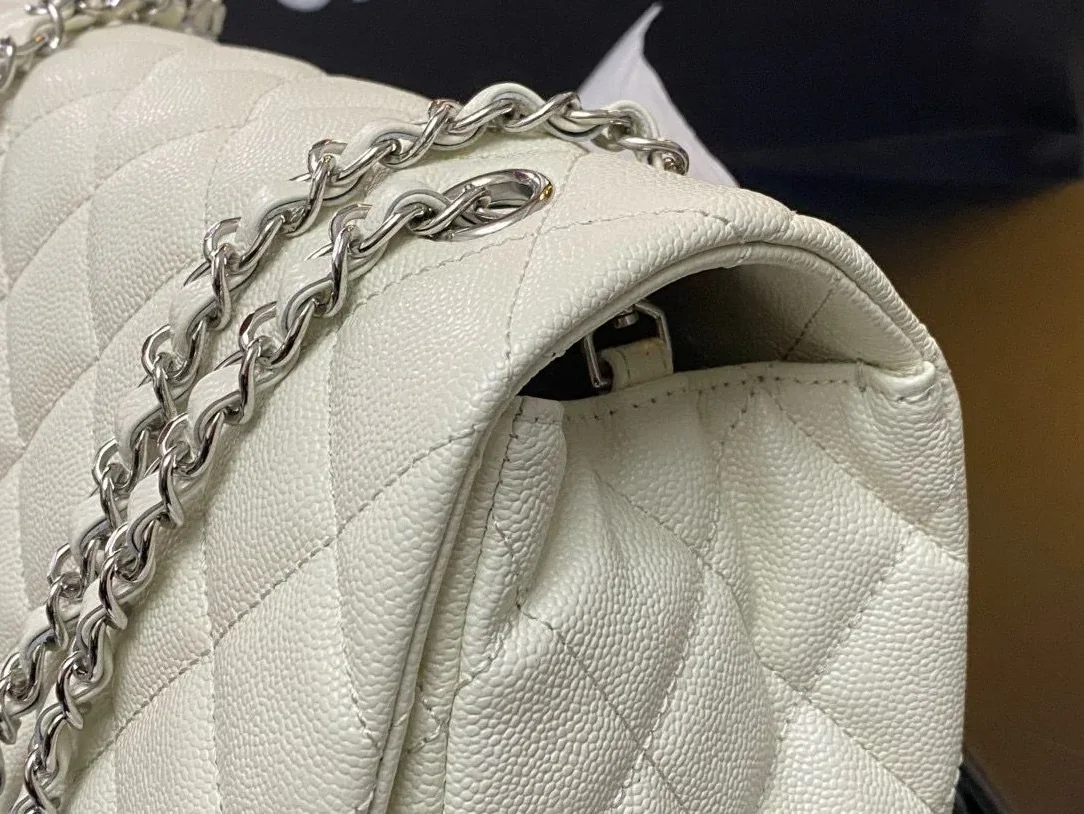 Chanel Airport Bag Silver in White/Black/Grey /