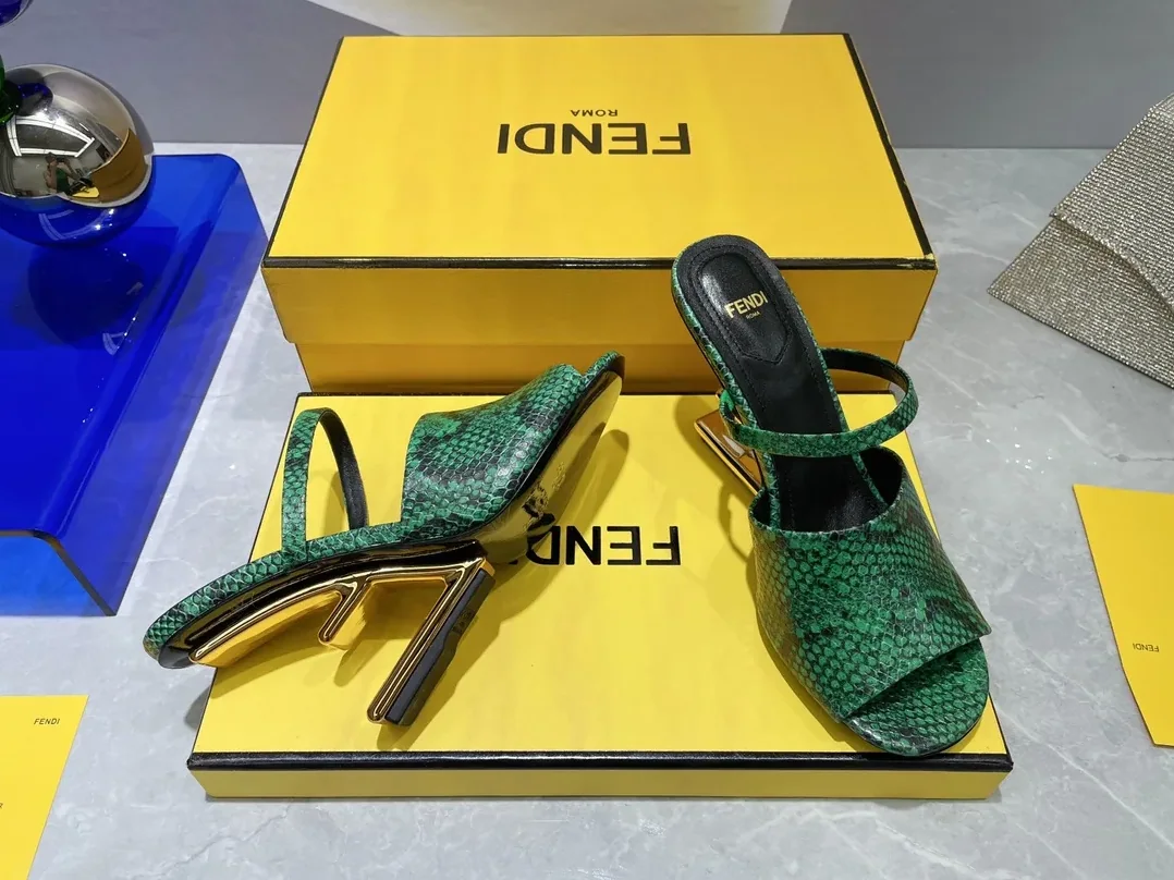 Fendi First Green Python High in Heeled Sandals Fendi First Green Python High in Heeled Sandals