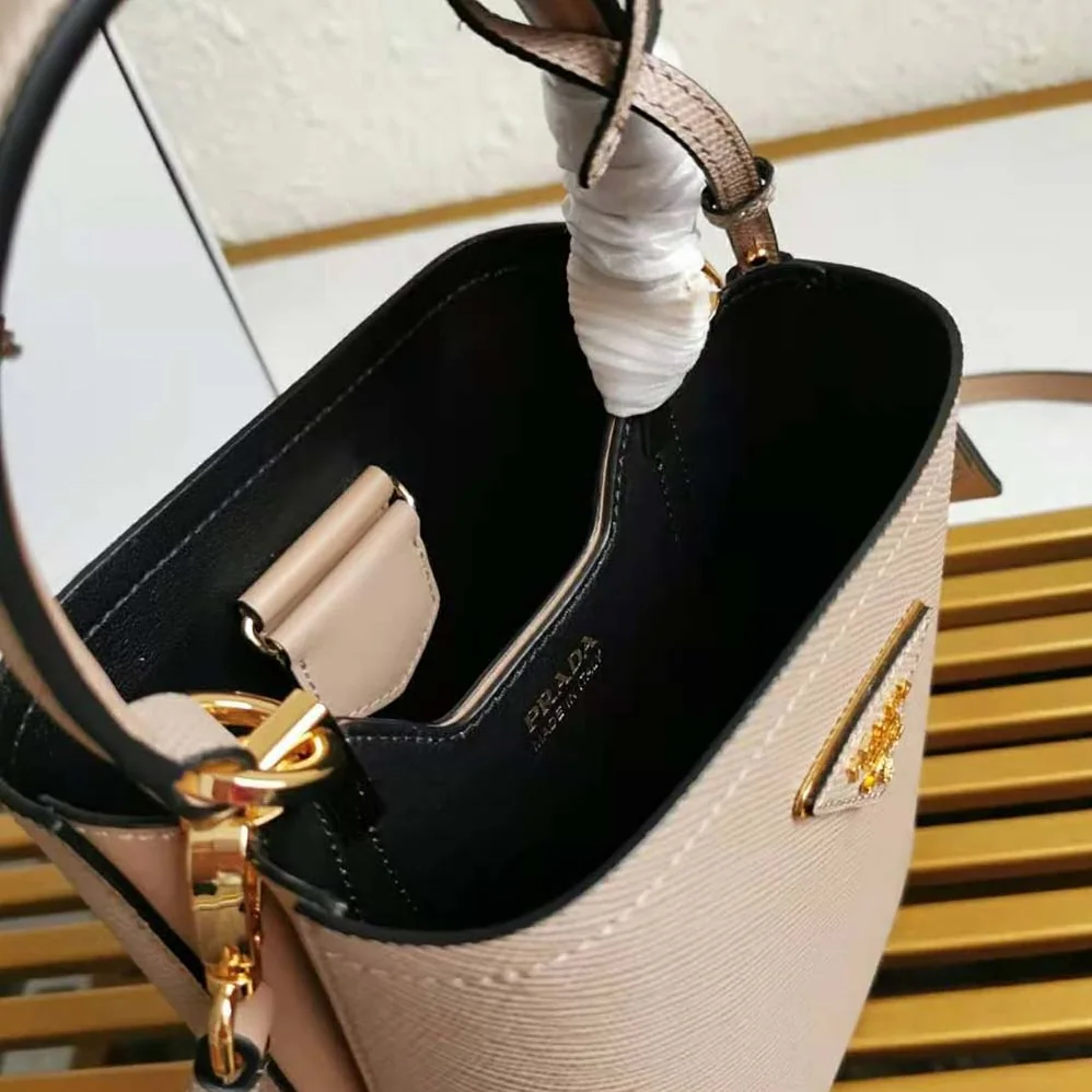 Prada Small Saffiano Leather Prada Panier Bag for Women in Sandy