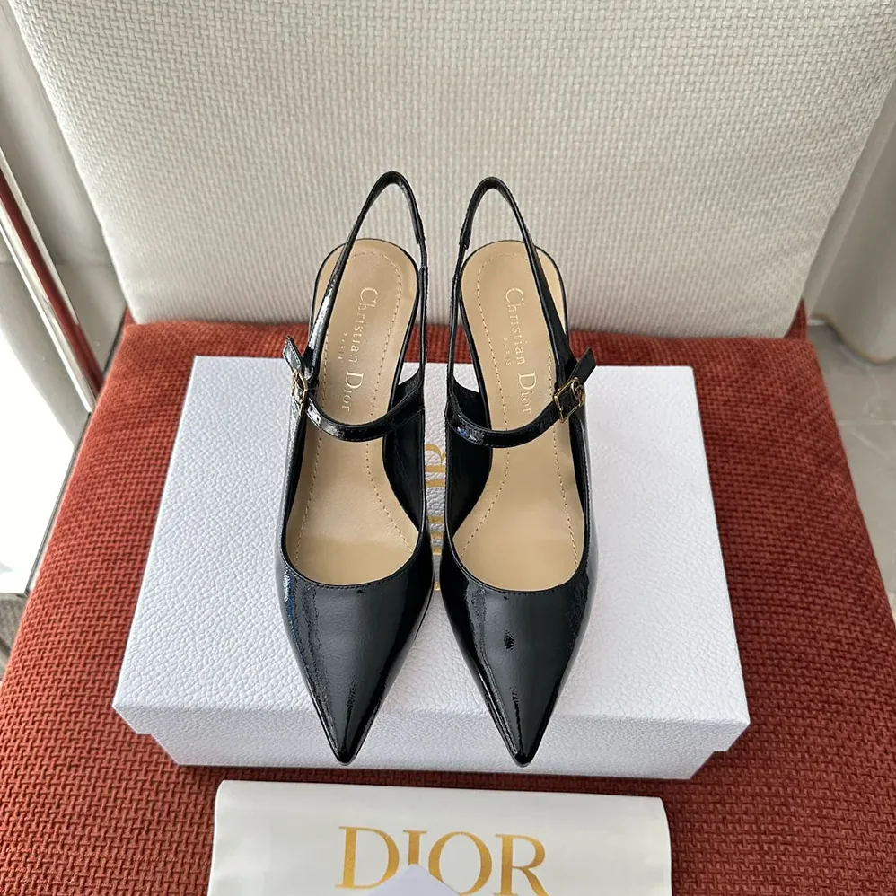 Dior Icon Slingback Pump Black Crinkled Patent Calfskin for Women Dior Icon Slingback Pump Black Crinkled Patent Calfskin for Women